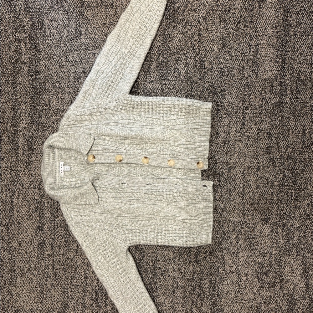 Tribal Gray Cardigan with Long Sleeves and Textured Knit